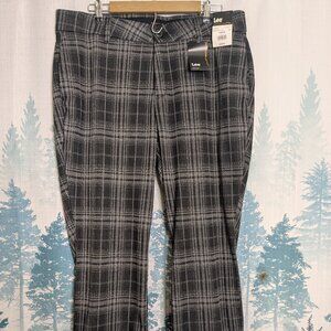 Lee Ultra Soft Waistband Straight Leg Pants | Black Gray Plaid | Women’s 18W NWT